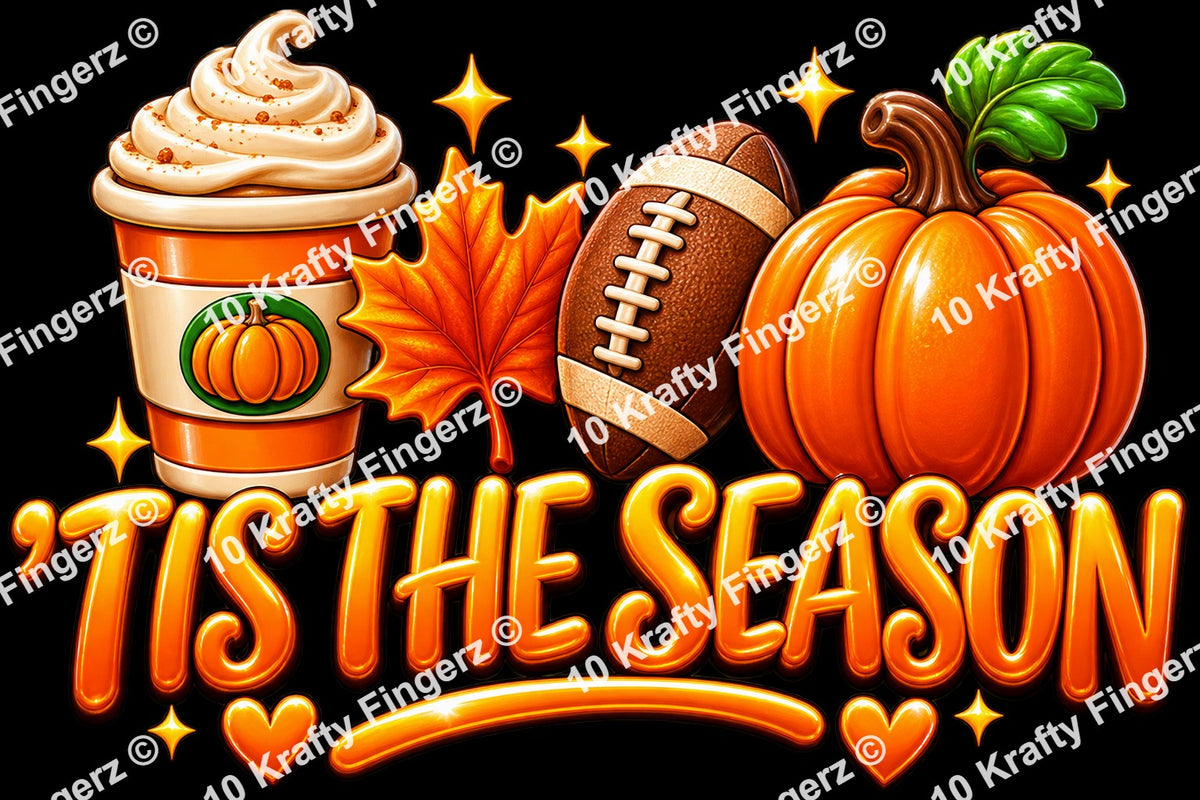 Digital product  'Tis the Season – Pumpkin Spice & Football Fall Graphic Design 300 DPI Transparent Background